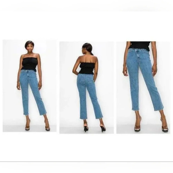 High Waisted Crossover Straight Jeans - Picture 2 of 14